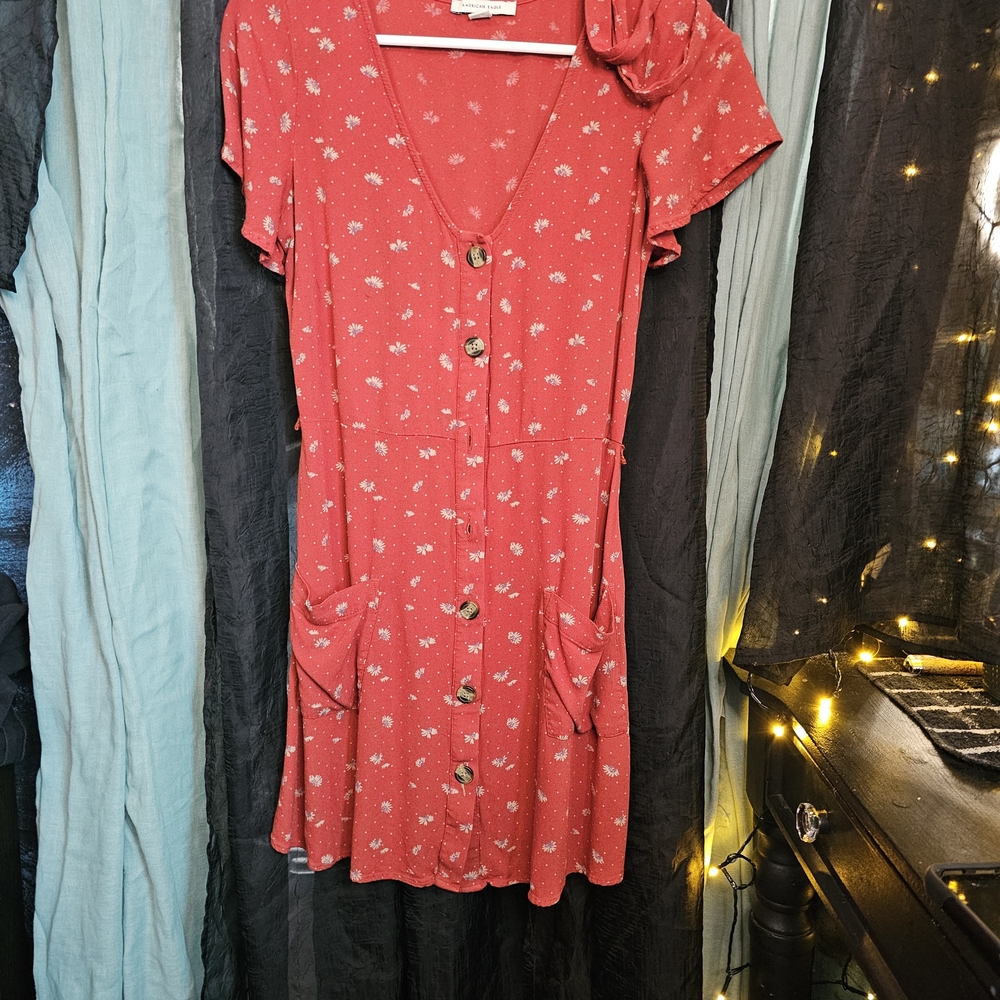 American Eagle Outfitters Scarlet Button-Down Mini Dress